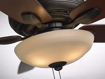 LED מאוורר תקרה עם תאורה קיט | 52 אינץ ' קבוע עם 5 להבים נשלפים מזכוכית בגוון, ולמשוך את השרשרת | פרופיל נמוך עם האגר